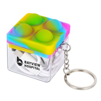 Charging Cable In Push-Pop Case With Keyring & Screen Cleaner - One-Color Personalization Available from Positive Promotions