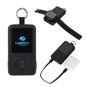 Light-Up Power Bank With Smart Watch Charger & Keyring 6,200 mAh - One-Color Personalization Available from Positive Promotions