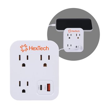 5 Port Fast Charge Wall Charger & Phone Holder 20W - One-Color Personalization Available from Positive Promotions