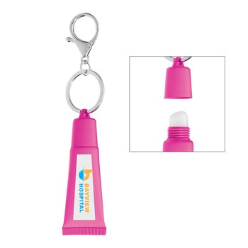 Squeeze Tube Lip Balm With Key Ring - Full-Color Personalization Available from Positive Promotions