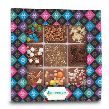 Holiday Gourmet Belgian Chocolate Squares In Gift Box 9-Piece Set - Full-Color Personalization Available from Positive Promotions