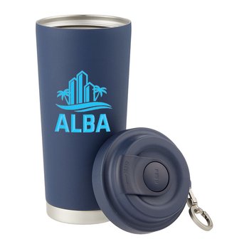 Cafe & Commute Recycled Stainless-Steel Tumbler 16 oz. With One-Touch Lid & Detachable Carabiner - One-Color Personalization Available from Positive Promotions