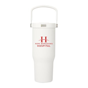 Big Sip Recycled Stainless-Steel Tumbler 30 oz. With Top Carry Handle & Flip Straw - One-Color Personalization Available from Positive Promotions