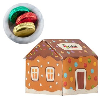 Holiday Gingerbread House Gift Box With Foil-Wrapped Oreos® - Full-Color Personalization Available from Positive Promotions