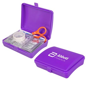 Portable Compact Emergency MedicalFirst Aid Kit in Plastic Case - 21-Piece - Personalization Availab from Positive Promotions