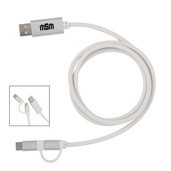 3-In-1 3 Ft. Disco Tech Light Up Charging Cable - Personalization Available from Positive Promotions