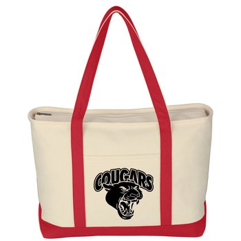 Large Heavy Cotton Canvas Boater Tote Bag-Personalization Available from Positive Promotions