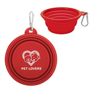 Collapsible Pet Bowl With Carabiner Clip - Personalization Available from Positive Promotions