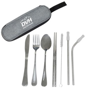 Stainless Steel Cutlery Set in Pouch- Personalization Available from Positive Promotions