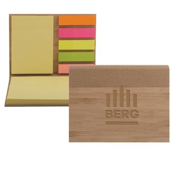 Bamboo Sticky Notepad - Laser-Engraved Personalization Available from Positive Promotions