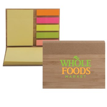 Bamboo Sticky Notepad - ColorJet Personalization Available from Positive Promotions