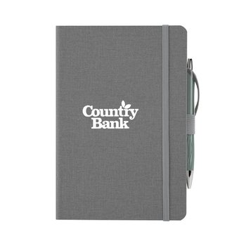 Crosshatch PU Notebook With Pen from Positive Promotions