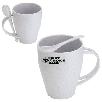 Sip N Stir Bamboo/Polypropylene Mug With Spoon - Personalization Available from Positive Promotions