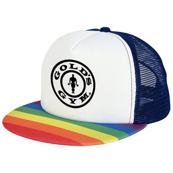 Rainbow Trucker Cap- Silkscreened Personalization Available from Positive Promotions