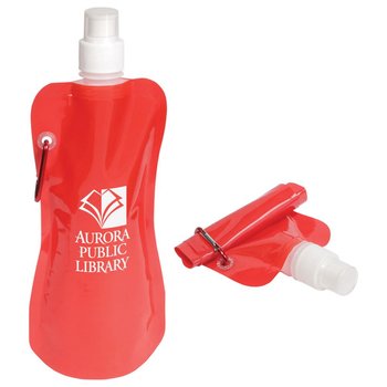 Flex Foldable Water Bottle with Carabiner - 16 oz. - Personalization Available from Positive Promotions