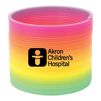 Round Rainbow Spring Toy - One-Color Personalization Available from Positive Promotions