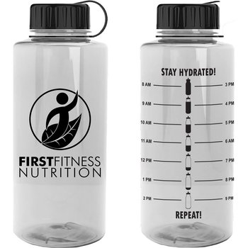 Hydration Tritan Water Bottle 36 oz. With Measurements & Tethered Lid - One-Color Personalization Available from Positive Promotions