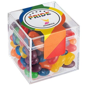Rainbow Jelly Belly Jelly Beans Candy Cube - Personalization Available from Positive Promotions