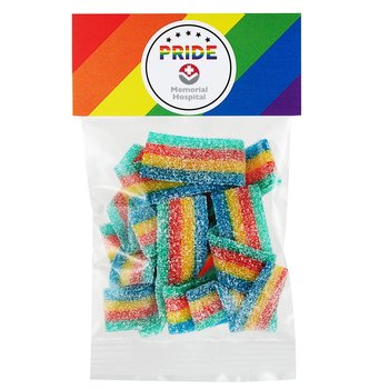 Rainbow Sour Belts in 2 Oz Bag - Full Color Personalization Available from Positive Promotions