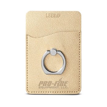 Leeman Shimmer Card Holder With Metal Ring Phone Stand - Personalization Available from Positive Promotions