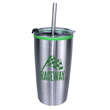 Niagara Tumbler with Stainless Straw/Flip Top Lid 20 Oz - Personalization Available from Positive Promotions