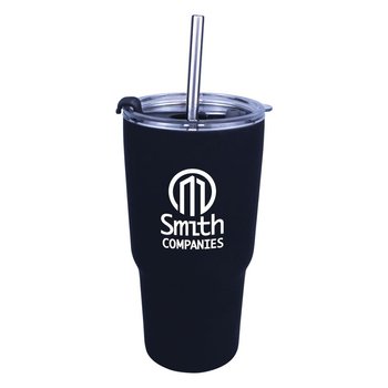 Halcyon� Tumbler with Stainless Straw and Flip Top Lid - 20 Oz - Personalization Available from Positive Promotions