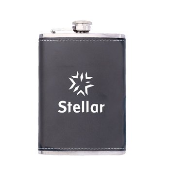 Leatherette Wrapped 8 oz Flask - Personalization Available from Positive Promotions