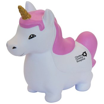 Pink Unicorn Stress Reliever - Personalization Available from Positive Promotions