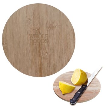 Round Bamboo Cutting Board - Laser-Engraved Personalization Available from Positive Promotions