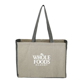 Recycled Cotton Contrast Side Shopper Tote - Personalization Available from Positive Promotions