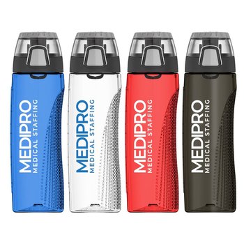 thermos hydration bottle with rotating intake meter
