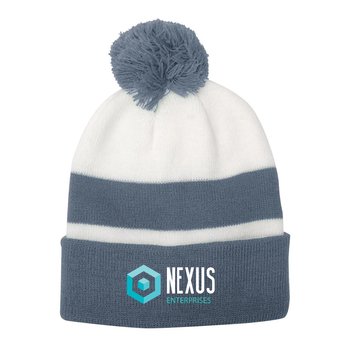 Campus Pom Beanie - Embroidered Personalization Available from Positive Promotions