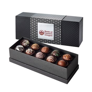 10 pc Belgian Chocolate Signature Truffle Box - Full Color Personalization Available from Positive Promotions
