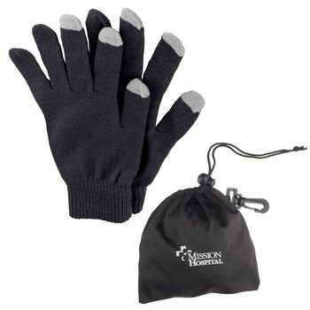 Touch Screen Gloves in Pouch - Pouch Personalization Available from Positive Promotions