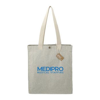 Recycled Cotton Box Tote with Snap Closure - Personalization Available from Positive Promotions