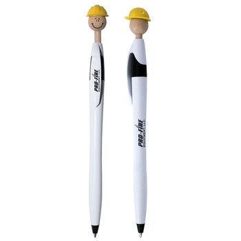 Hard Hat Smiley Pen - Light Skin Tone - Personalization Available from Positive Promotions