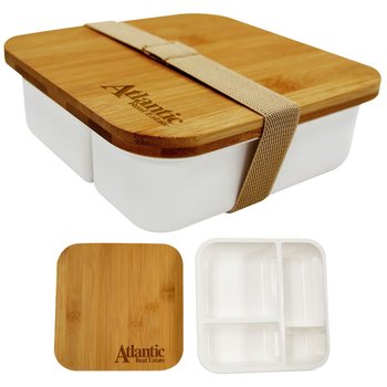 Square Bento Box - Laser-Engraved Personalization Available from Positive Promotions