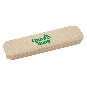 Wheat Straw Cutlery Set in Travel Case - Personalization Available from Positive Promotions