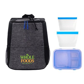 Heathered Backpack Lunch and Snack Set - Personalization Avaialble from Positive Promotions