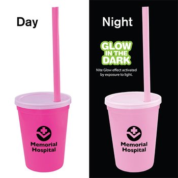 Nite Glow Stadium Cup with Straw - 12 Oz. - Personalization Available from Positive Promotions