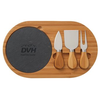 4-Piece Oval Slate Cheese Board Set - Personalization Available from Positive Promotions