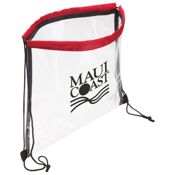 Color Accent Clear Drawstring Backpack - Personalization Available from Positive Promotions