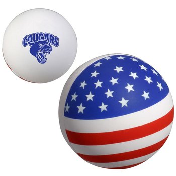 USA Stars & Stripes Round Stress Ball - Personalization Available from Positive Promotions