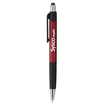 Smooth Grip Medium Metallic Plastic Ballpoint Stylus Pen - Personalization Available from Positive Promotions