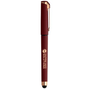 Bali Rubberized Gel-Ink Stylus Pen With Removable Cap (Rose-Gold Accented Colors) - One-Color Personalization Available from Positive Promotions