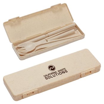 5-In-1 Wheatstraw Utensil Set - Personalization Available from Positive Promotions