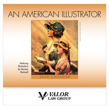 An American Illustrator 2026 Stapled Wall Calendar - One-Color Personalization Available from Positive Promotions