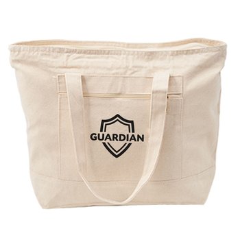 Cotton Canvas Zippered Boater Bag - 12 Oz. - Personalization Available from Positive Promotions