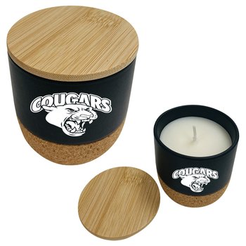 Vanilla Soy Candle with Bamboo Cover - Personalization Available from Positive Promotions