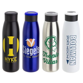 Copper-Coated Water Bottle 18 oz. With Silicone Carry Ring - One-Color Personalization Available from Positive Promotions